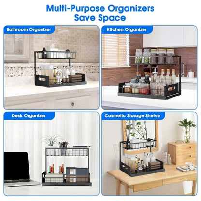 2-Tier Under Sink Sliding Cabinet Organiser – Arlo