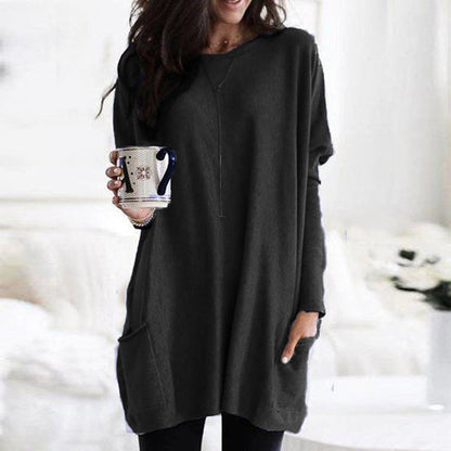 Oversized women's autumn sweater with pockets – Yara