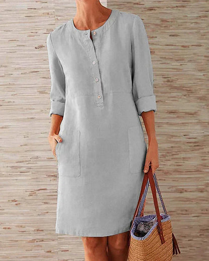 Elegant autumn dress with button placket – Allegra