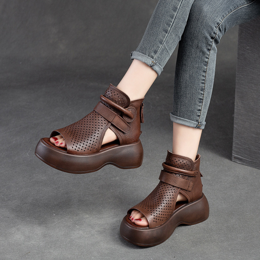 Women's orthopaedic leather sandals with shock-absorbing sole – Meike Autumn Edition
