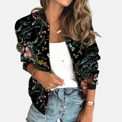 Ladies Retro Bomber Jacket with Print – Zoë