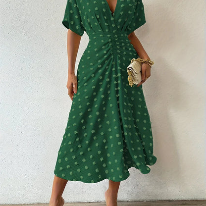 Refined Pleated Midi Dress with Ruffles | Evening Dress