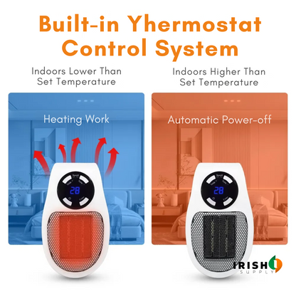 Two heaters side by side, one glowing orange while heating and one dark when automatically switched off 5