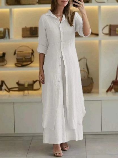 Two-piece women's autumn linen set – Amaya