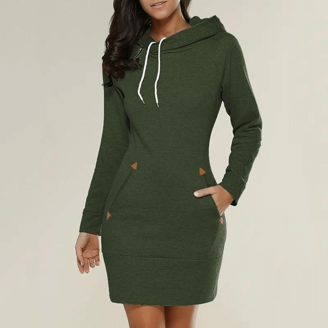 Hooded sweatshirt dress with pockets – Isabella