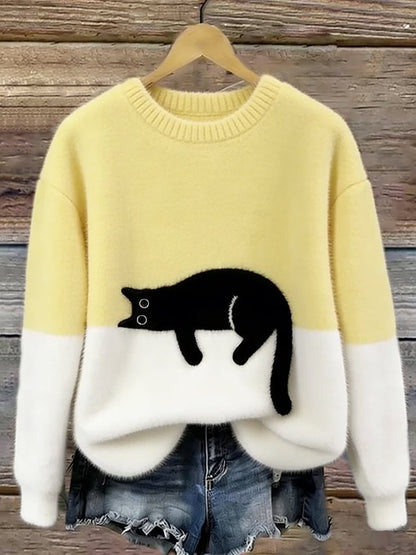 Cat Print Oversized Sweater 8