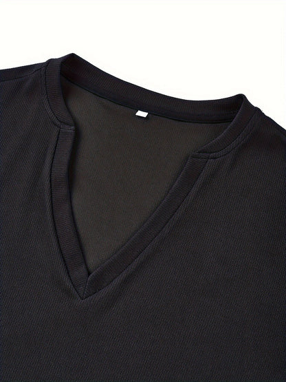 Men's T-shirt with deep V-neck and textured fabric – Rafael