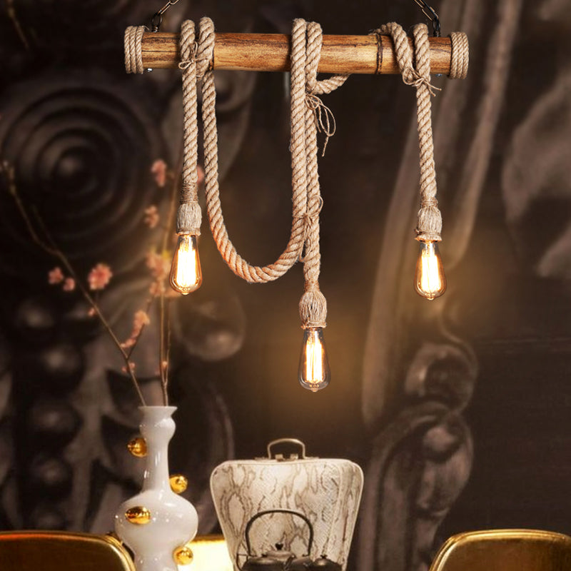 Adjustable Bamboo Pendant Lamp with Industrial Rope Design - EcoChic