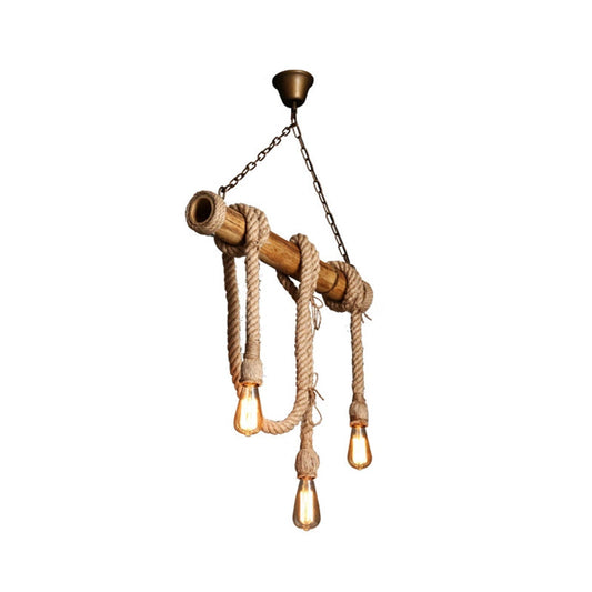 Adjustable Bamboo Pendant Lamp with Industrial Rope Design - EcoChic