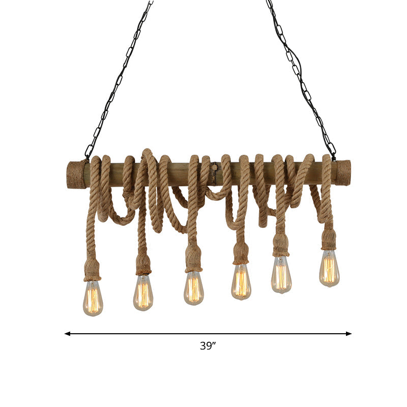 Adjustable Bamboo Pendant Lamp with Industrial Rope Design - EcoChic