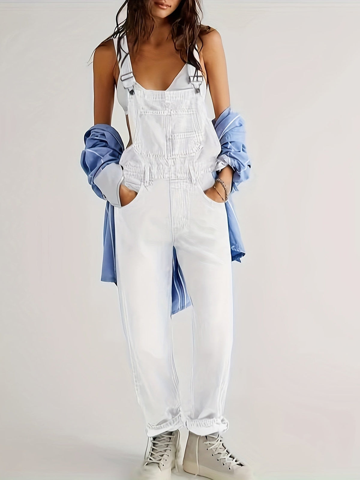 Stylish ladies' denim jumpsuit for everyday wear - CityEase