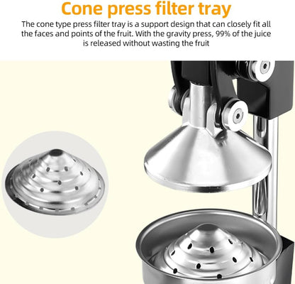Cast-iron hand-press juicer with 99% yield and stainless-steel housing – Orvado
