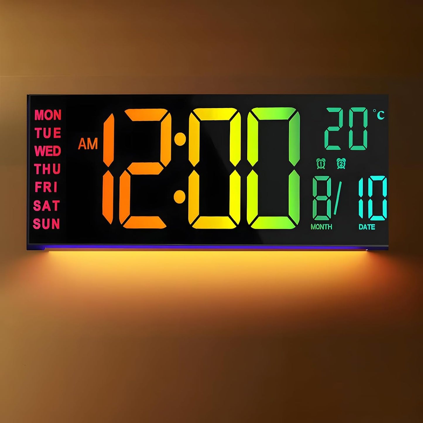 16-inch RGB digital wall and table alarm clock with remote control – Lumeris
