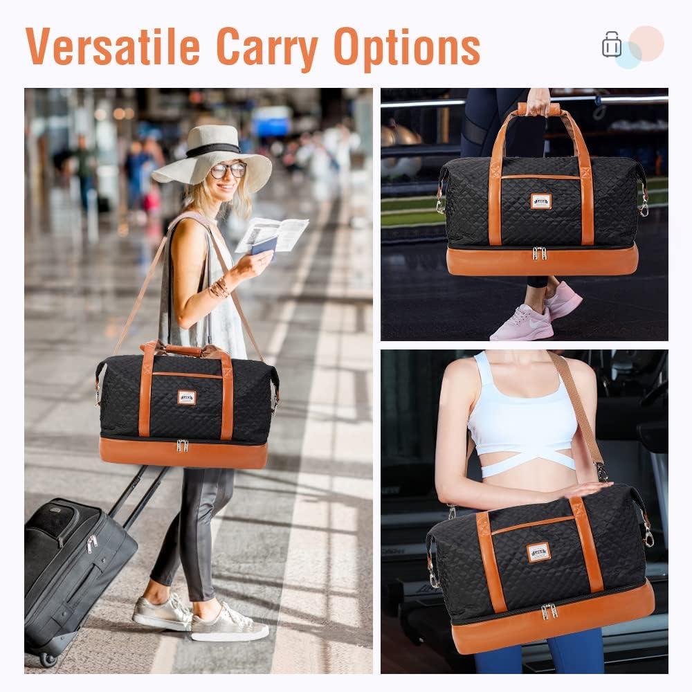 50L waterproof weekend duffel bag with toiletry bag and shoe compartments