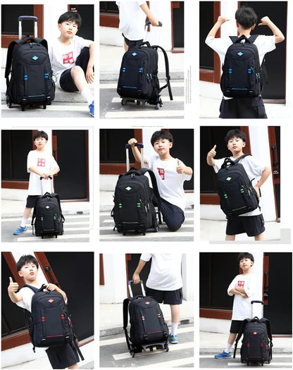 Multifunctional wheeled school backpack for boys – convertible trolley bag