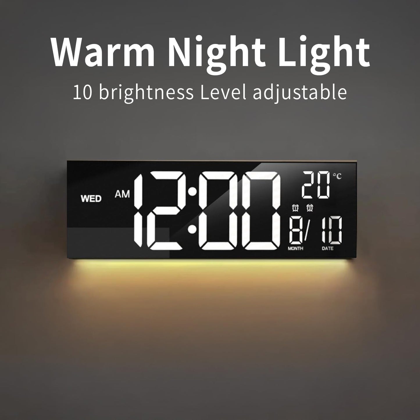 16-inch RGB digital wall and table alarm clock with remote control – Lumeris