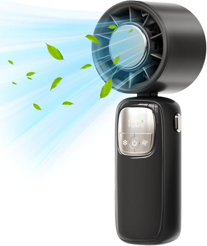 Portable, foldable hand-held fan with LED display, 100 speed settings