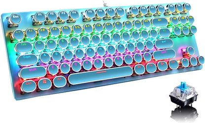 87-key mechanical gaming keyboard with RGB backlighting, blue switches