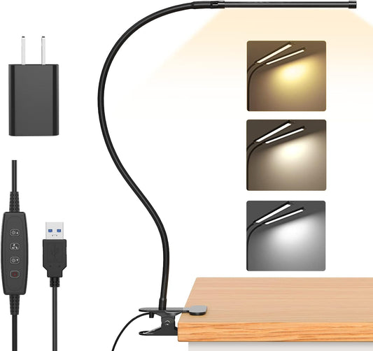 77-LED USB-powered clip-on desk lamp with flexible gooseneck – Serava