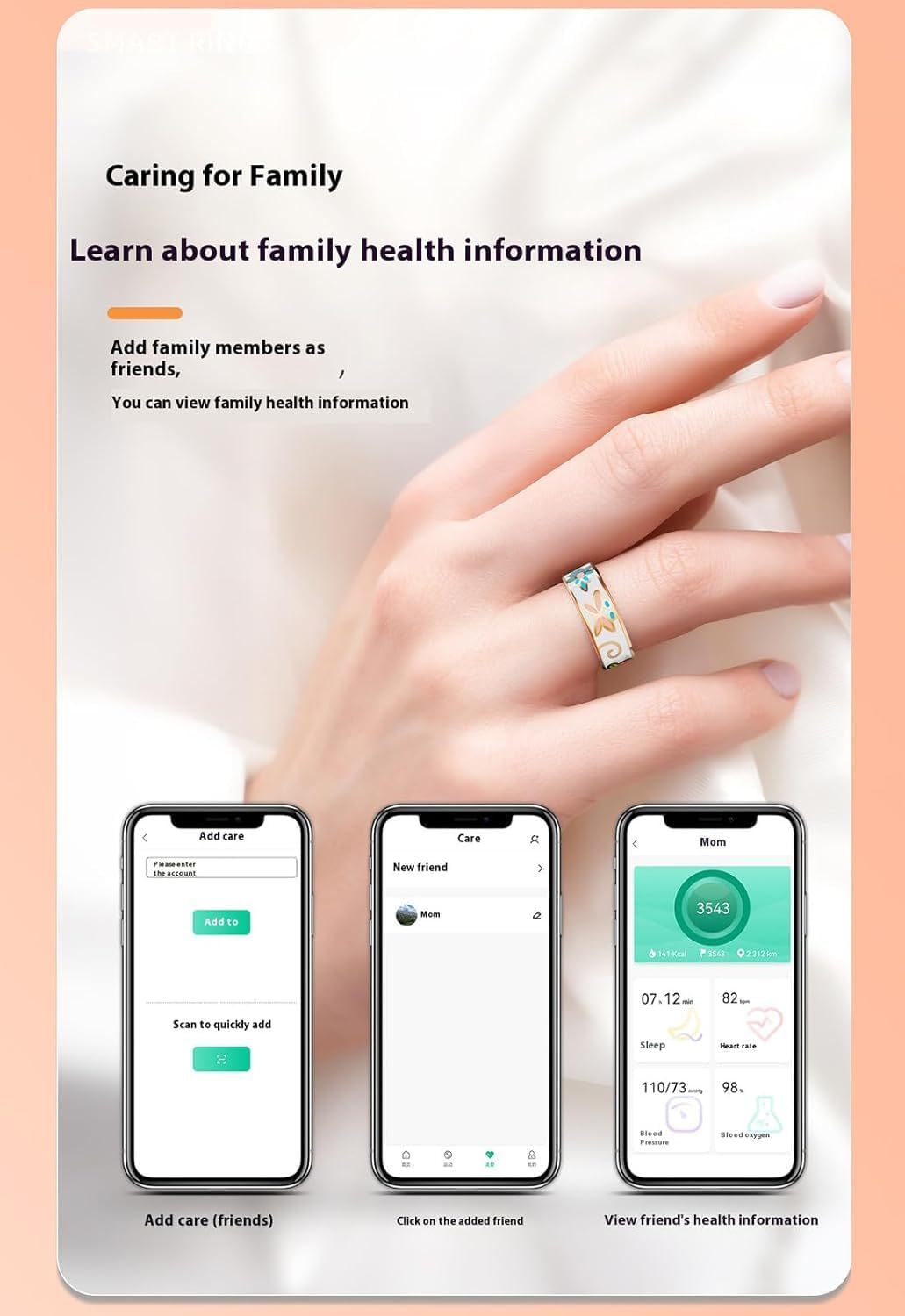 Smart Enamel Wellness Ring – Fitness and Sleep Tracker for iOS and Android – Aurina