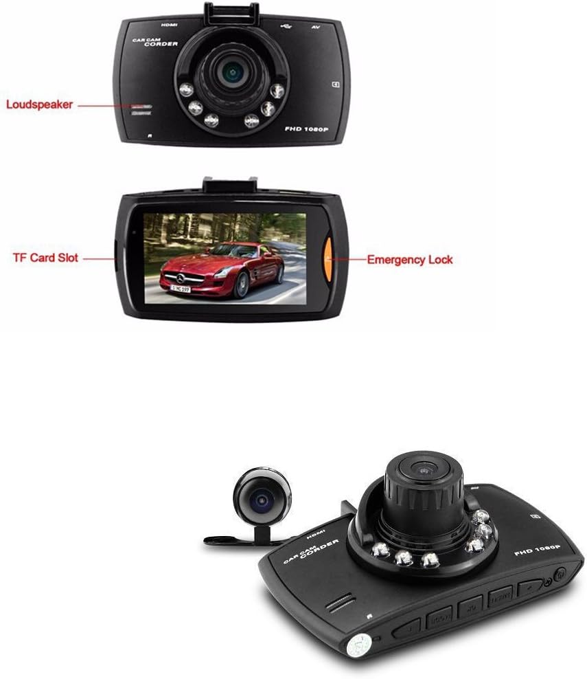 Dual-lens car stereo DVR G30 2.7" LCD Full HD 1080p with G-sensor