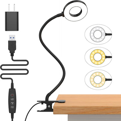 LED clip-on desk lamp with 3 colour modes and flexible gooseneck – Selvara (Buy 1 Get 1 Free)