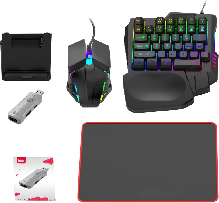 RGB gaming keyboard and mouse combo – ergonomic controller adapter set – Zyvorn