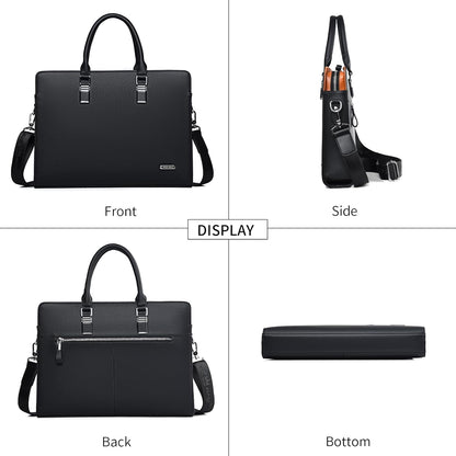 Genuine leather multi-compartment business laptop bag for professionals