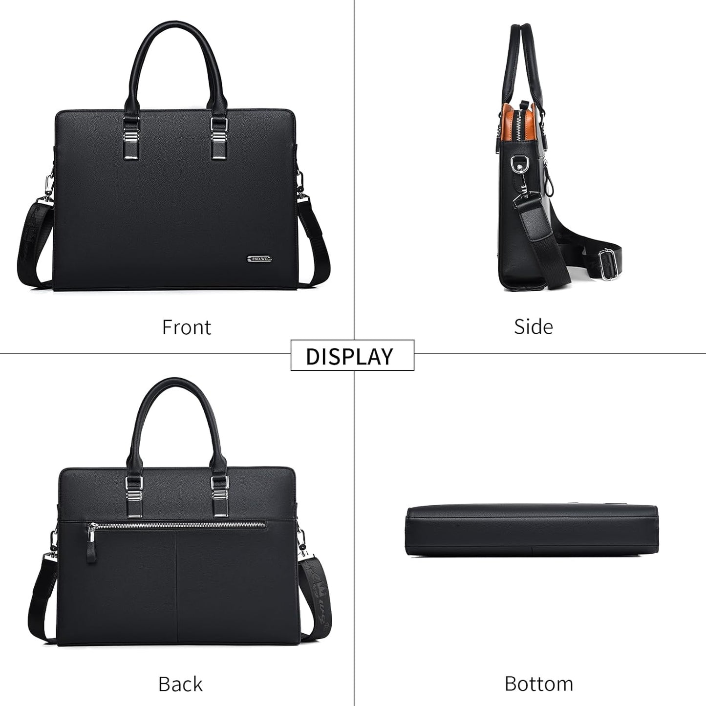 Genuine leather multi-compartment business laptop bag for professionals