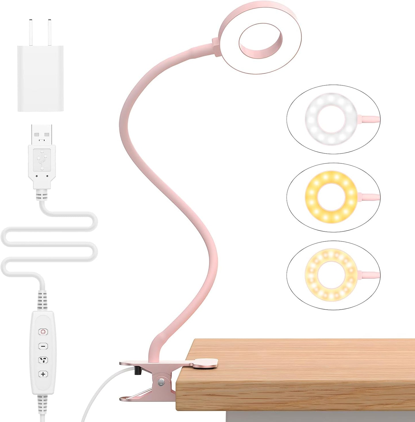LED clip-on desk lamp with 3 colour modes and flexible gooseneck – Selvara (Buy 1 Get 1 Free)