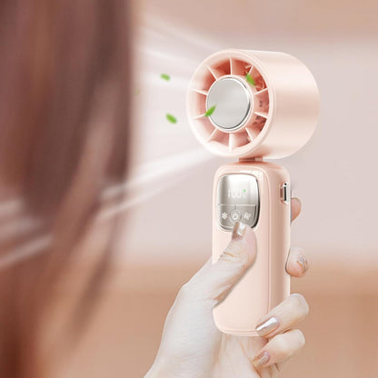 Portable, foldable hand-held fan with LED display, 100 speed settings