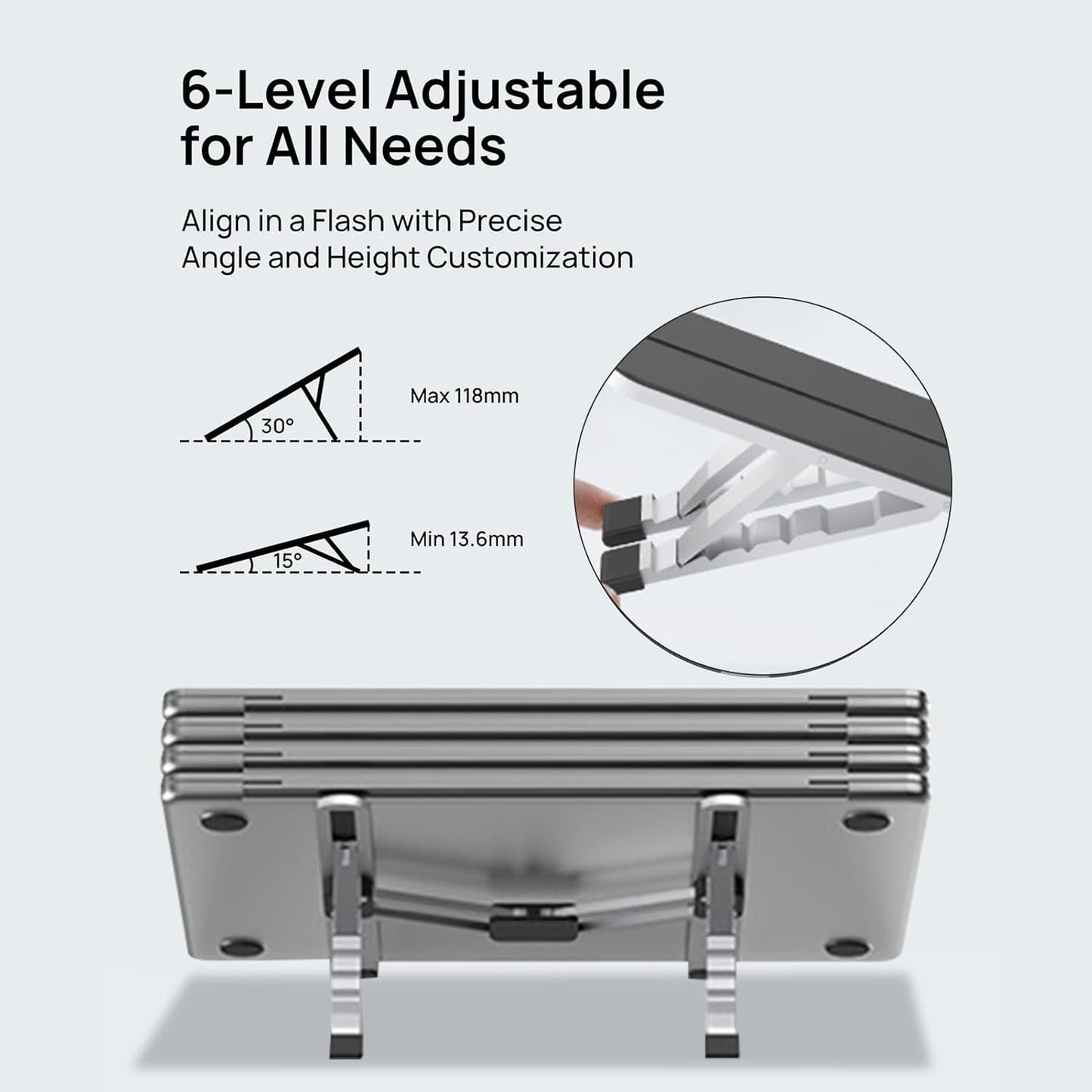Adjustable laptop stand – foldable cooling stand for laptops, for office and travel – Orvane