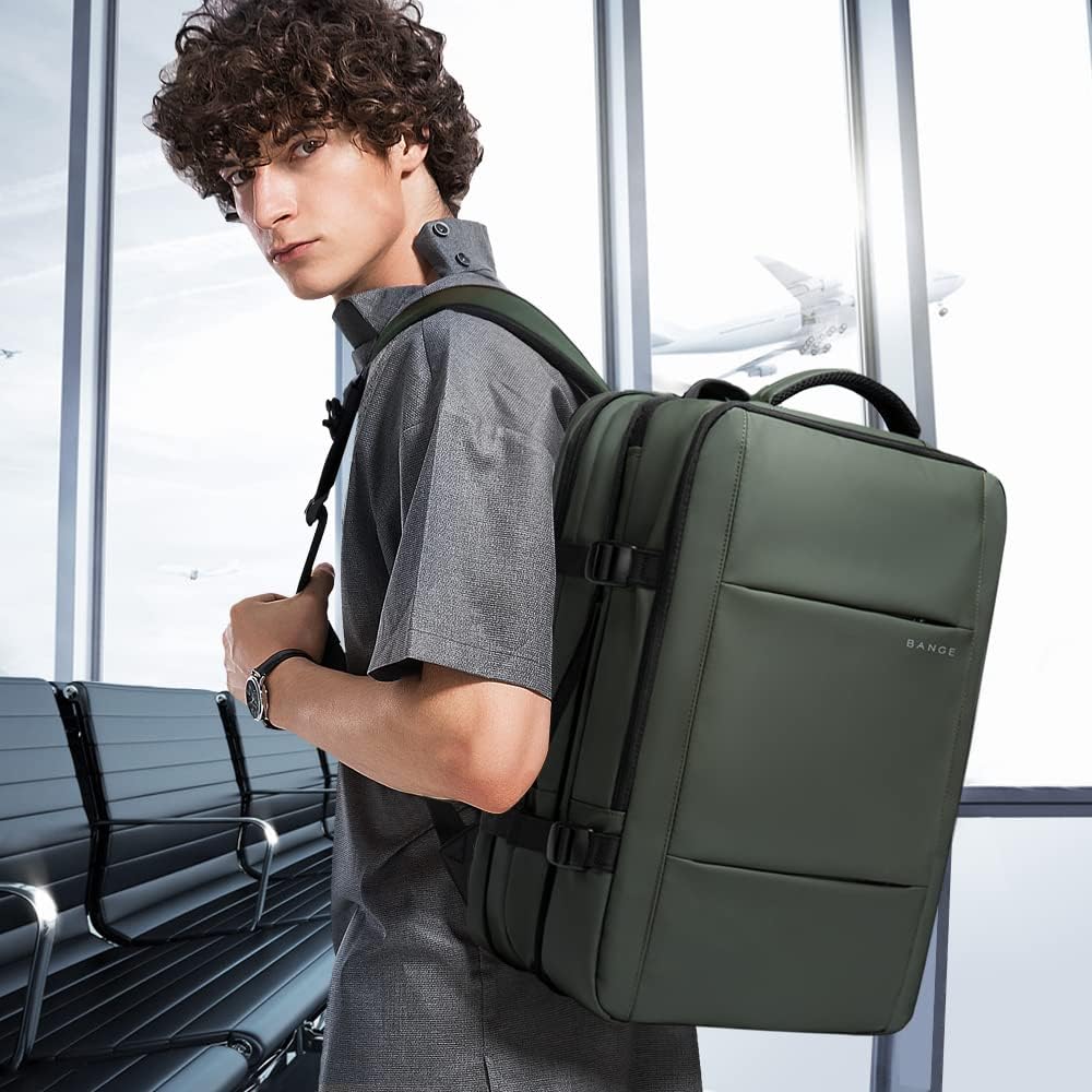 Expandable 26–45 L waterproof travel backpack with laptop compartment and duffel option.