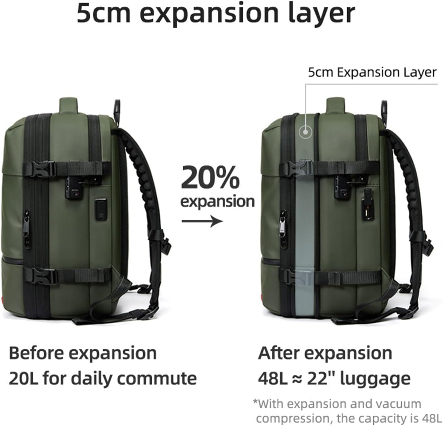 Expandable, waterproof travel rucksack with vacuum compression – Arvid