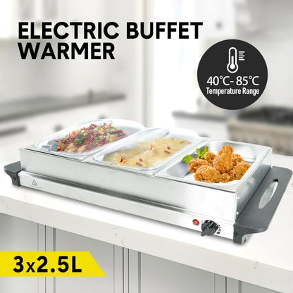 Electric buffet food warmer with three 2.5‑litre containers and temperature control – Valtero