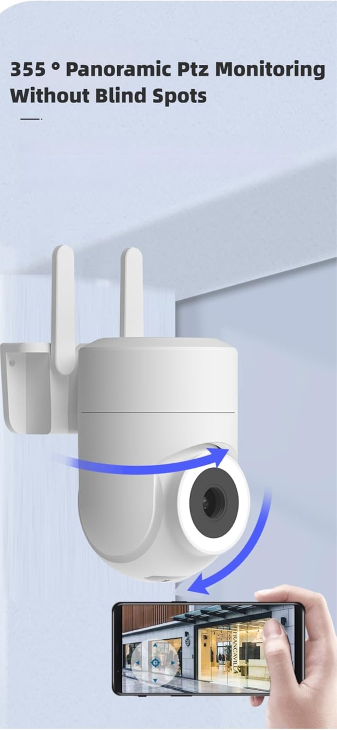 2K outdoor and indoor security camera with 355° view and night vision