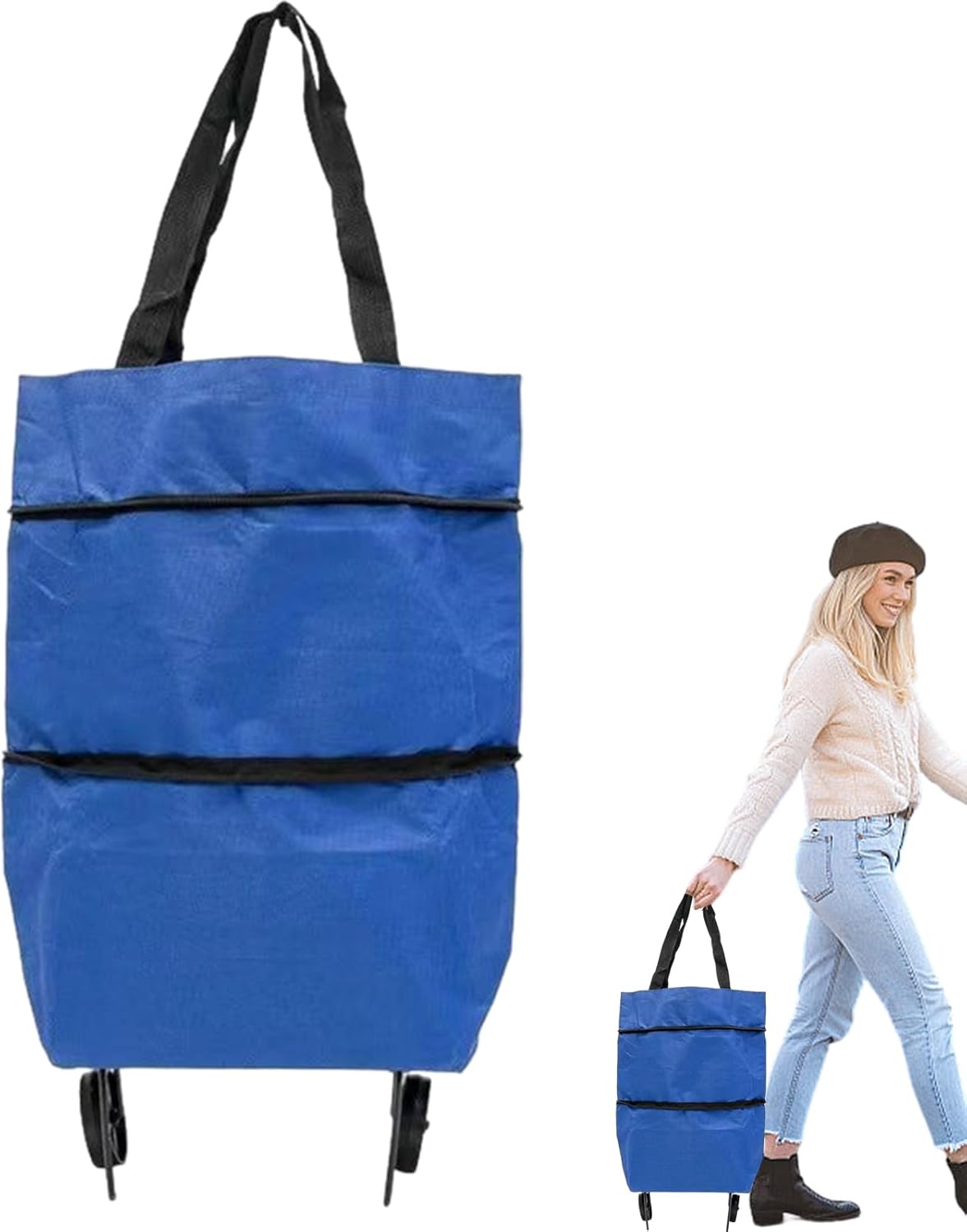 Large Foldable Shopping Bag with Wheels, Reusable Shopping Bag (1+1 FREE) – Veytra