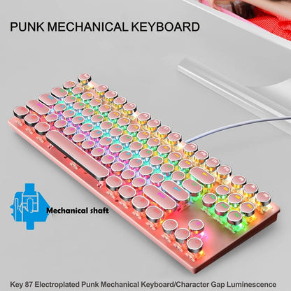 87-key mechanical gaming keyboard with RGB backlighting, blue switches