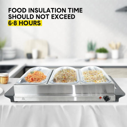 Electric buffet food warmer with three 2.5‑litre containers and temperature control – Valtero