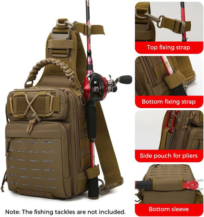 Fishing sling bag with multiple pockets for storing fishing gear – Arvion