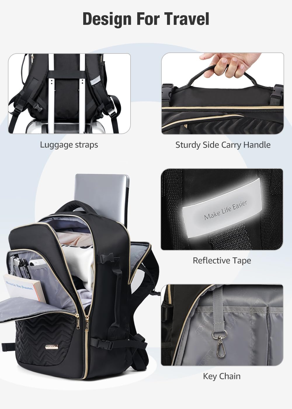 40-litre cabin-size travel trolley with 6 packing cubes and a laptop compartment
