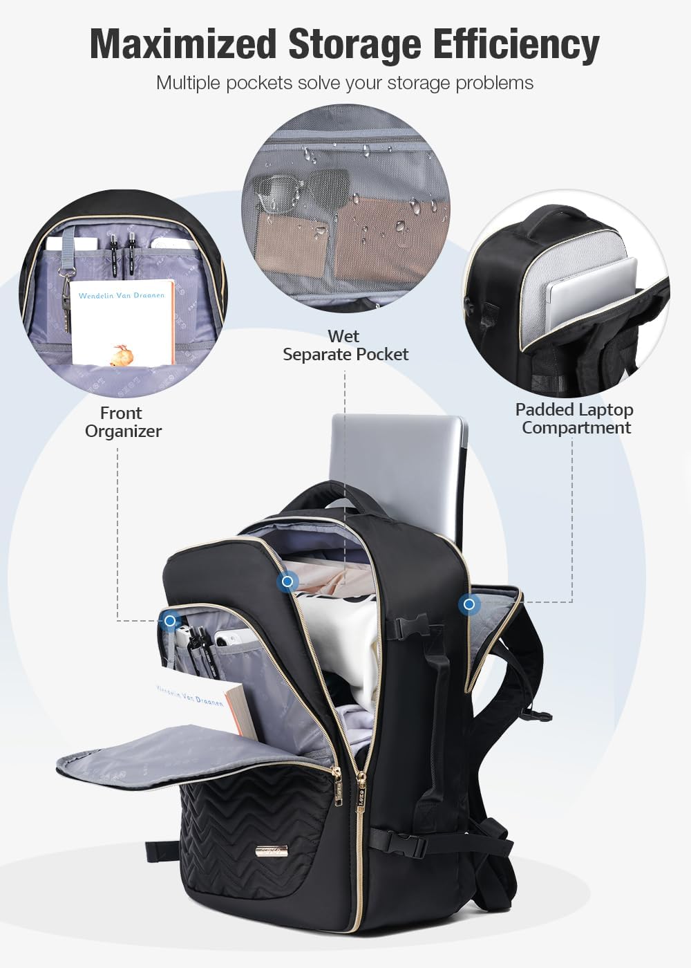 40-litre cabin-size travel trolley with 6 packing cubes and a laptop compartment