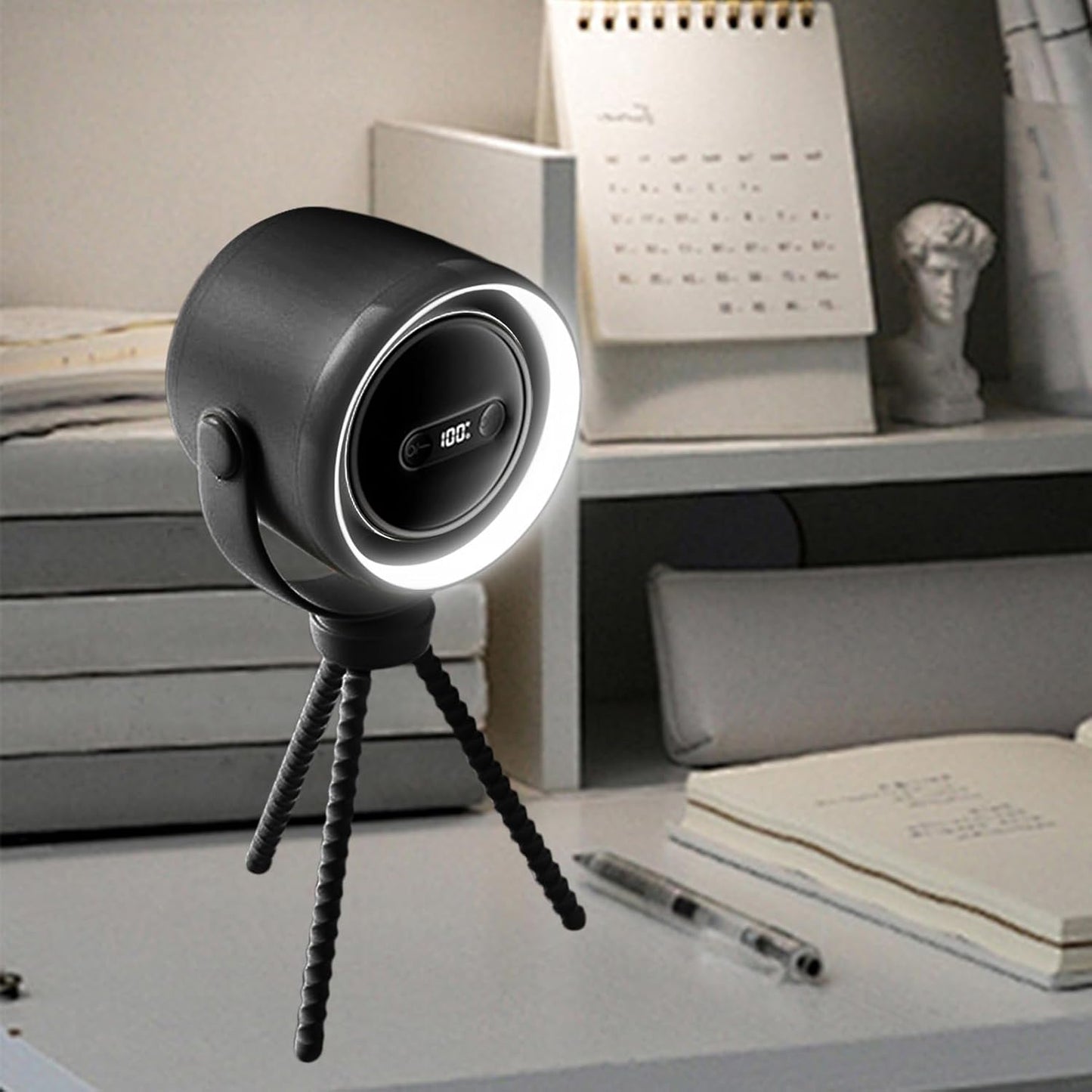 Rechargeable clip-on pram fan with night light — 100 speed settings