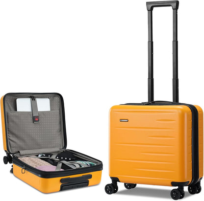 Expandable hard-shell suitcase with front compartment and TSA lock.