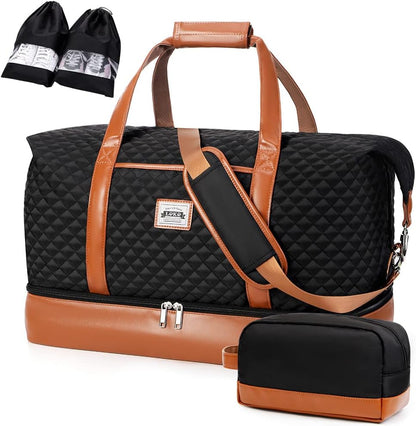 50L waterproof weekend duffel bag with toiletry bag and shoe compartments