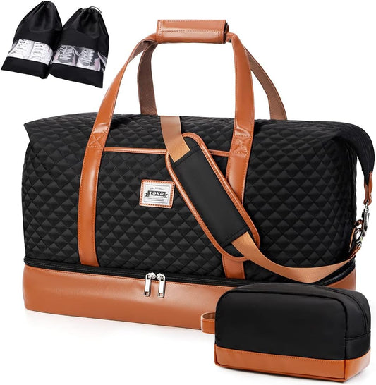 50L waterproof weekend duffel bag with toiletry bag and shoe compartments