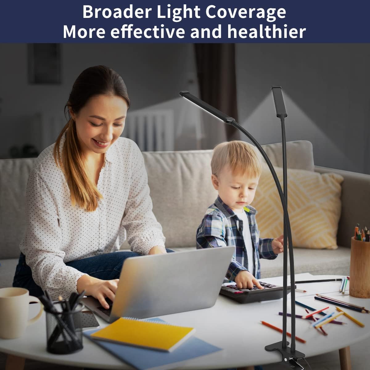 77-LED clip-on desk lamp with 70 cm flexible gooseneck – Ravien