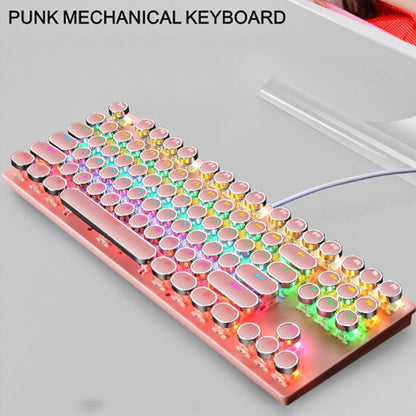 87-key mechanical gaming keyboard with RGB backlighting, blue switches