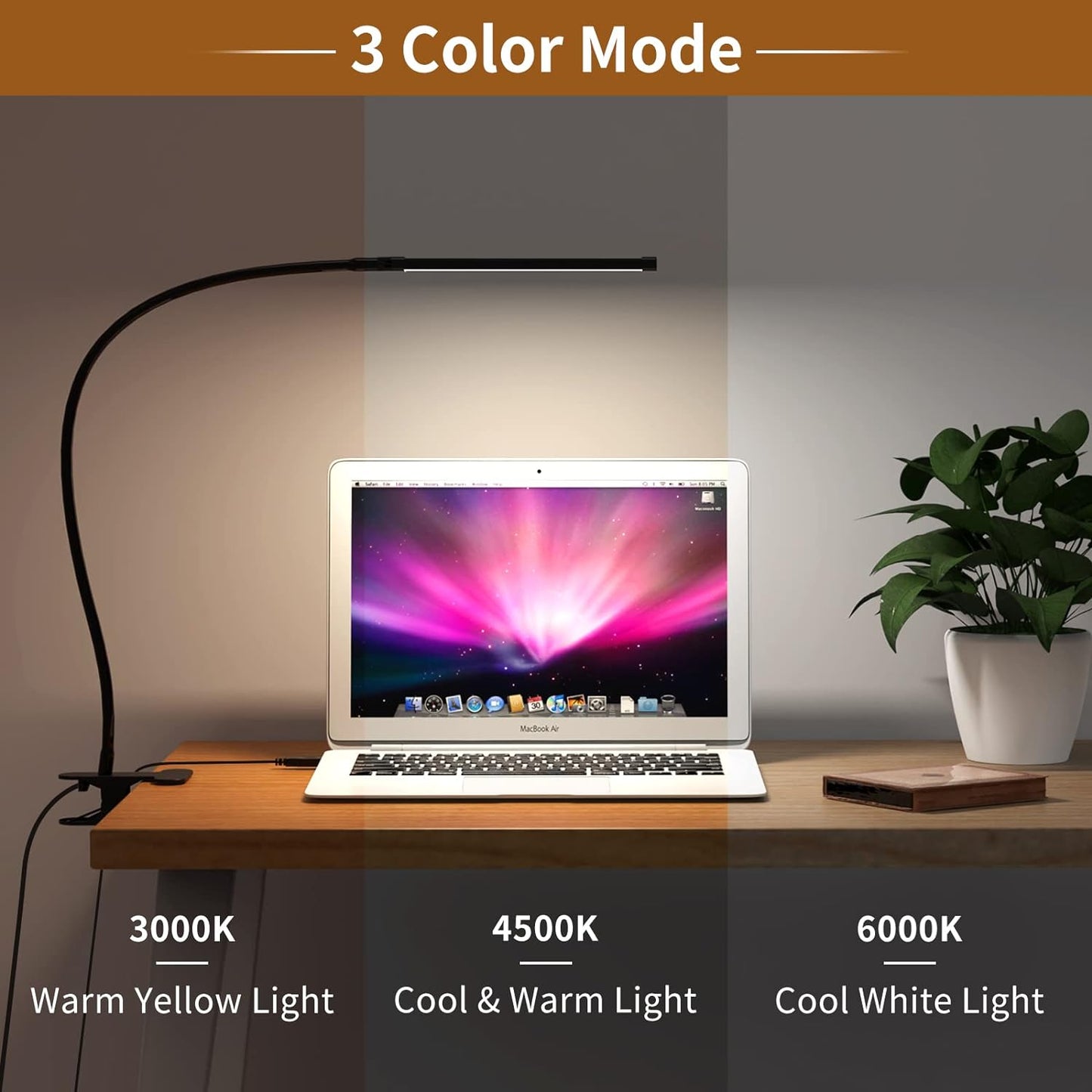 77-LED USB-powered clip-on desk lamp with flexible gooseneck – Serava