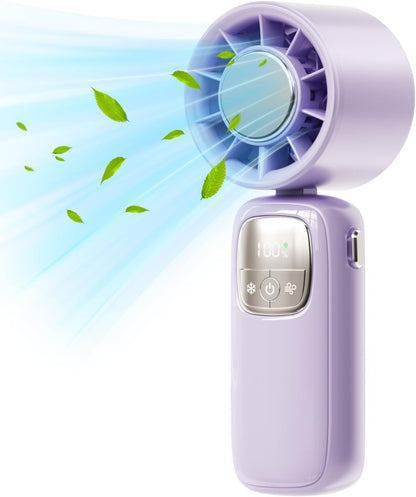 Portable, foldable hand-held fan with LED display, 100 speed settings